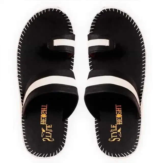 Style Height Synthetic Airmax Men's Slipper (Black, 7) (BM152)