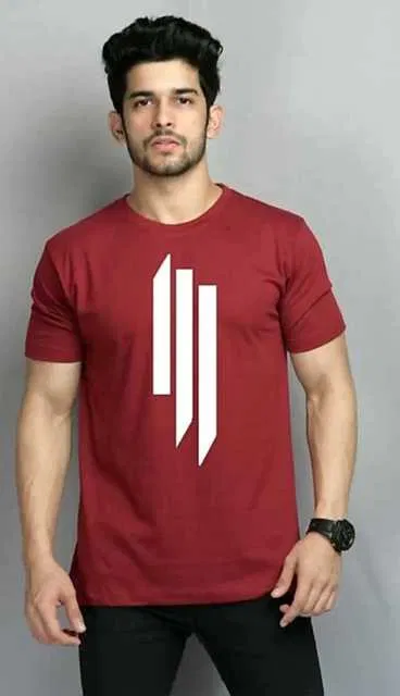 Best Hot Selling Cotton Blend Half Sleeves T-Shirt For Men (Red, L) (R-20)
