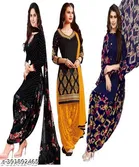 Crepe Printed Unstitched Suits for Women, Pack of 3 