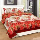Floral Printed Fitted Double Bedsheet with 2 Pillow Covers 