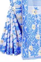 कनूड़ा प्रिंट्स फैंसी विमेंस कॉटन जमदानी वर्क जैकार्ड फैंसी प्रिंटेड साड़ी 