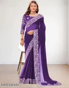 Georgette Embellished Saree For Women, Blue