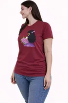 Cotton Blend Printed T-shirt for Men, Maroon 