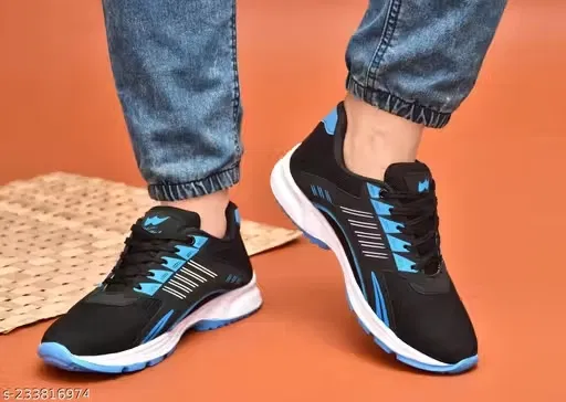 Sports Shoes for Men (Black & Blue, 7)