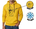 Fleece Printed Hoodie for Men, YELLOW 