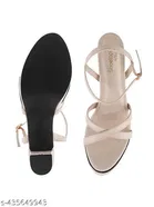 Solid Synthetic Round Toe Block Heels for Kids 