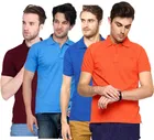 Polo Solid Cotton Blend T-shirts for Men, Pack of 4 