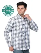 Cotton Blend Full Sleeves Chequered Shirt for Men 