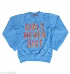 Fleece Printed Full Sleeves Round Neck Sweatshirt for Girls (Sky Blue, 3-4 Years)