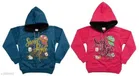 Fleece Printed Full Sleeves Hooded Sweatshirts for Girls (Navy Blue & Pink, 3-4 Years) (Pack of 2)