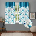 Alaqsa Blue Floral Polyester Window Curtain 5ft Combo 