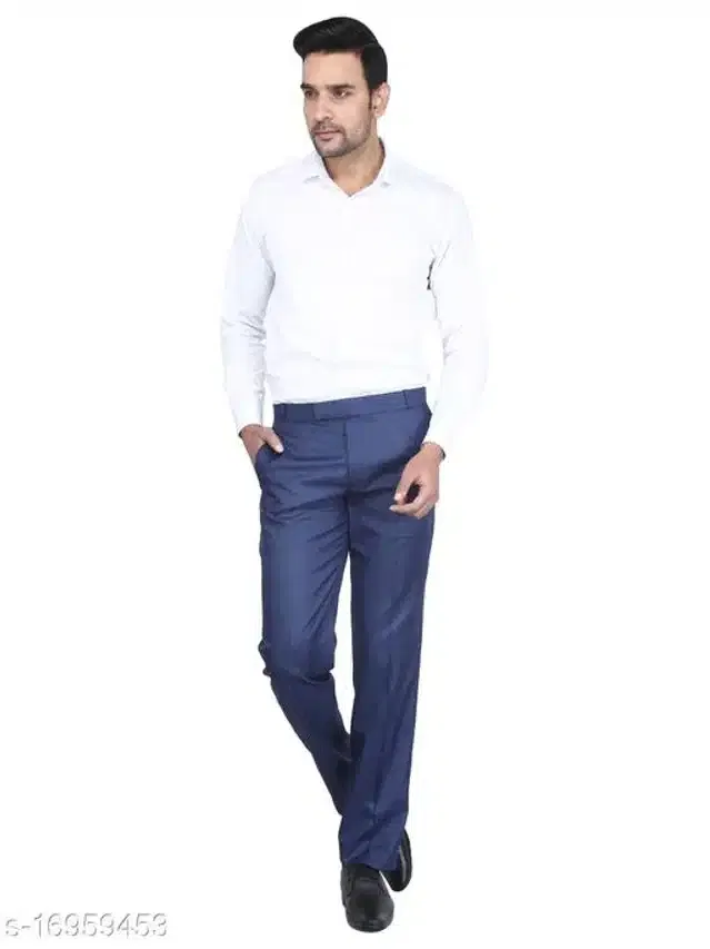 Cotton Blend Trouser for Men (Navy Blue, 30)