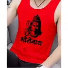 Polycotton Printed Gym Vest for Men (Red, S)