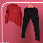 Acrylic Tracksuit for Men (Red & Black, M)