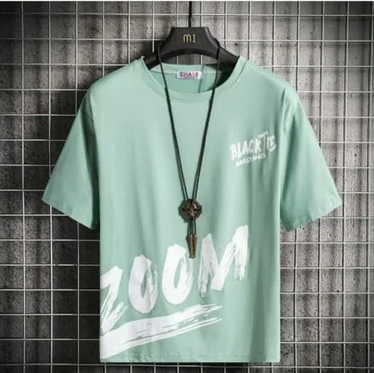 Fashion Globe Round Neck Half Sleeves T-Shirt For Men (Green, M) (Fg-68)