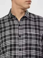 Check Printed Shirt For Men, Black & White 