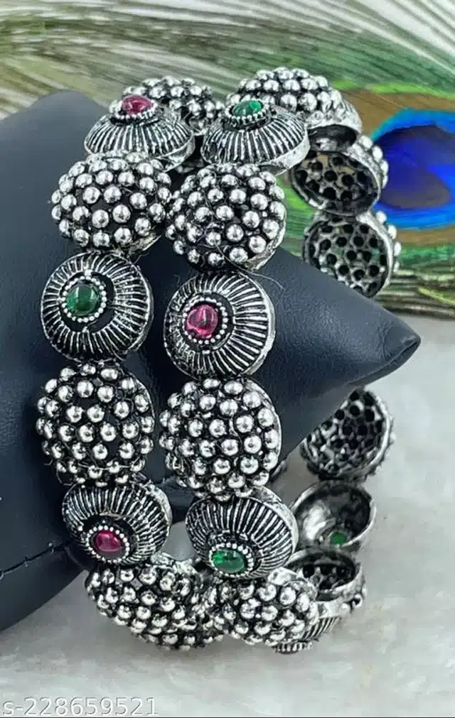 Trendy Bangles for Women (Silver, 2.8)