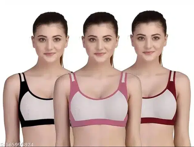 Hosiery Non Padded Bra for Women (Multicolor, 30B) (Pack of 3)
