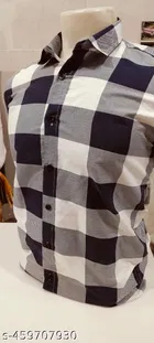 Cotton Blend Striped Shirt for Men, Black 