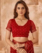 Kanooda Prints Fancy Women Georgette Printed Bandhani Saree 