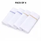 Cotton Hankey For Men ,White, Pack of 4
