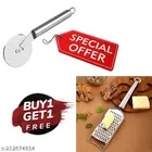 Stainless Steel Pizza Cutter with Cheese Grater (Silver, Set of 2)