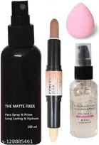 Makeup Fixer with Contour Stick & Foundation Primer with Makeup Blender (Set of 4)