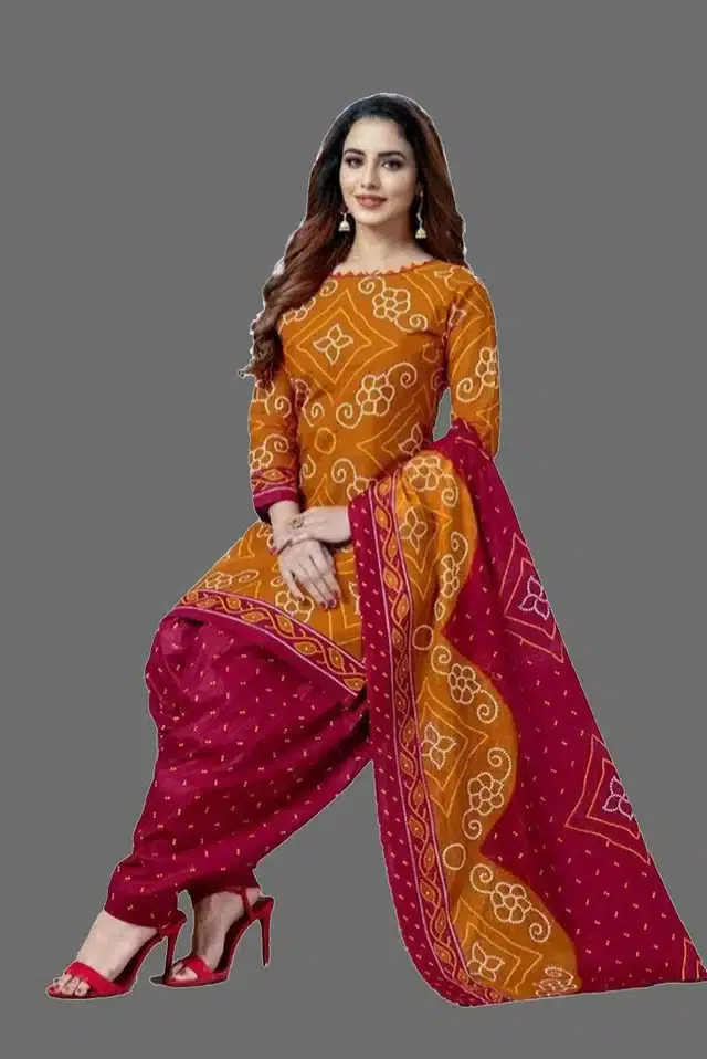 Unstitched Dress Material for Women & Girls (Mustard Yellow)