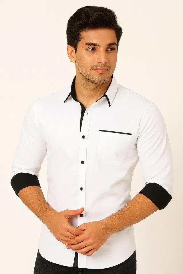 Full Sleeves Shirt for Men (White, XXL)