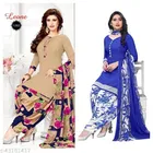 Crepe Printed Unstitched Suit Set for Women, Pack of 2 
