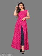 Poly Crepe Printed Kurti for Women 