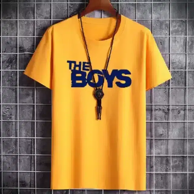 Half Sleeves Printed T-Shirt for Men (Mustard, L)