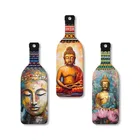 Akarts Meditating Buddha MDF painting set of 3