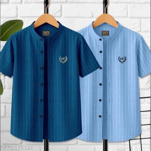Striped Cotton Blend T-Shirt for Boys (Blue, 3-4 Years)