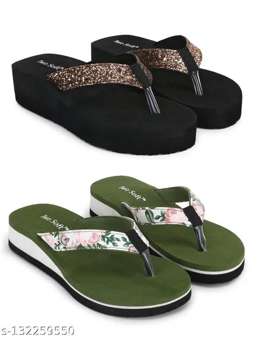 EVA Flip-flops for Women (Multicolor, 8) Pack of 2