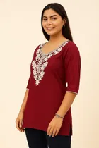 Cotton Embroidered Short Kurti for Women 