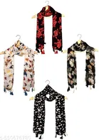 Printed Scarves for Women, Multicolor, Pack of 4