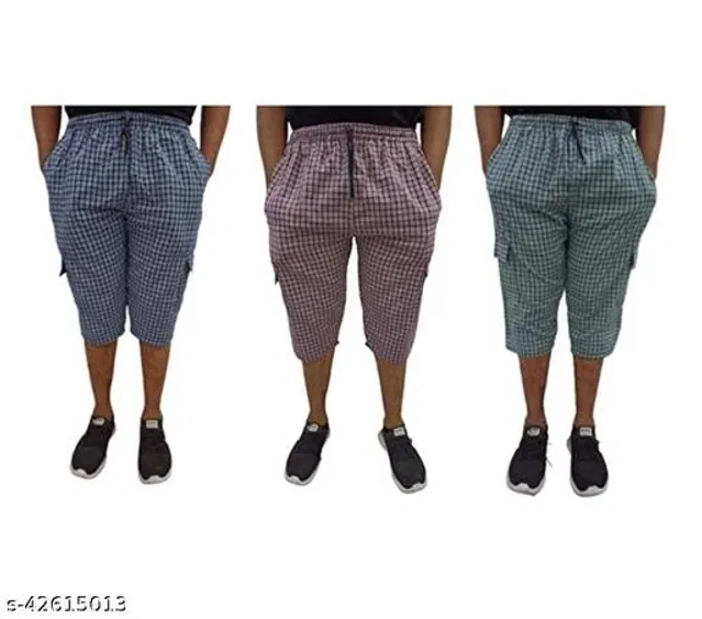 Cotton Blend Three Fourths for Mens (Multicolor, 44) (Pack of 3)