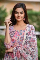 Viscose Rayon Printed Kurta with Pant & Dupatta for Women 