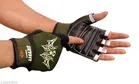 Nylon Sports Gloves (Olive & Black, Set of 1)