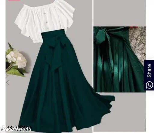 Polyester Solid Dress for Girls, Bottle Green (5-6 Years)