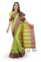 शारदा क्रिएशन कॉटन एम्बेलिशड साड़ी विद ब्लाउज 