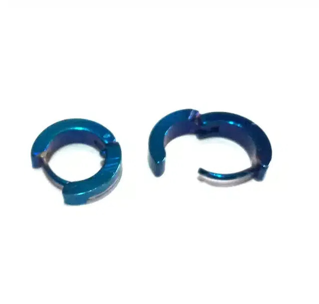 Metallic Hoop Studs for Men & Boys (Blue, Set of 1)