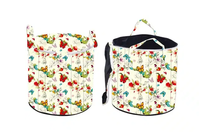 PVC Printed Round Laundry Bag (Multicolor, 30 L)