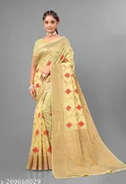 Cotton Linen Zari Woven Saree for Women 
