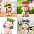 Fiber Decorative Cute Plant Holders for Home Decor, Multicolor, Pack of 4