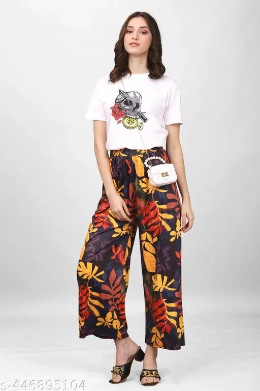 Palazzo Pants for Women (Black, M)