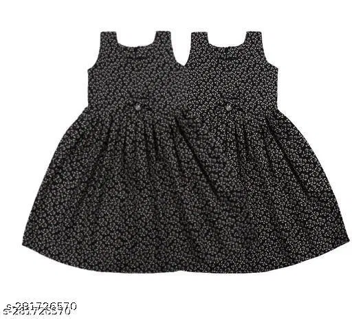 Frocks & Dresses for Girls (Black, 1-2 Years)