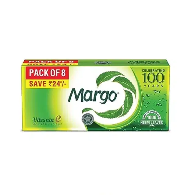 मार्गो ओरिजिनल नीम सोप, विद गुडनेस ऑफ़ 1000 नीम लीव्स, 8X125 g (पैक ऑफ़ 8)