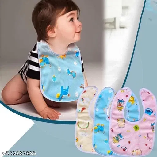 Preetaaru (Pack Of 3) Baby Waterproof Bibs & With Chit Button